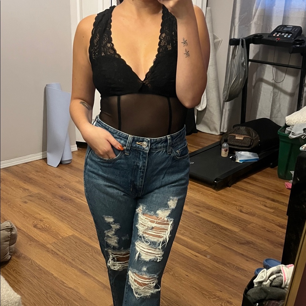 Guess Black Lace Bodysuit